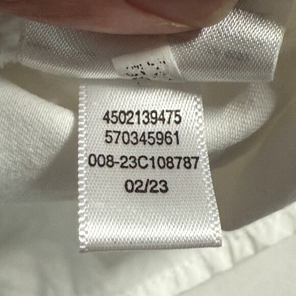 Chicos M Ruffle Bell Sleeve Top White Crewneck 3/4 Sleeve Cotton Blend Boxy - Picture 6 of 9